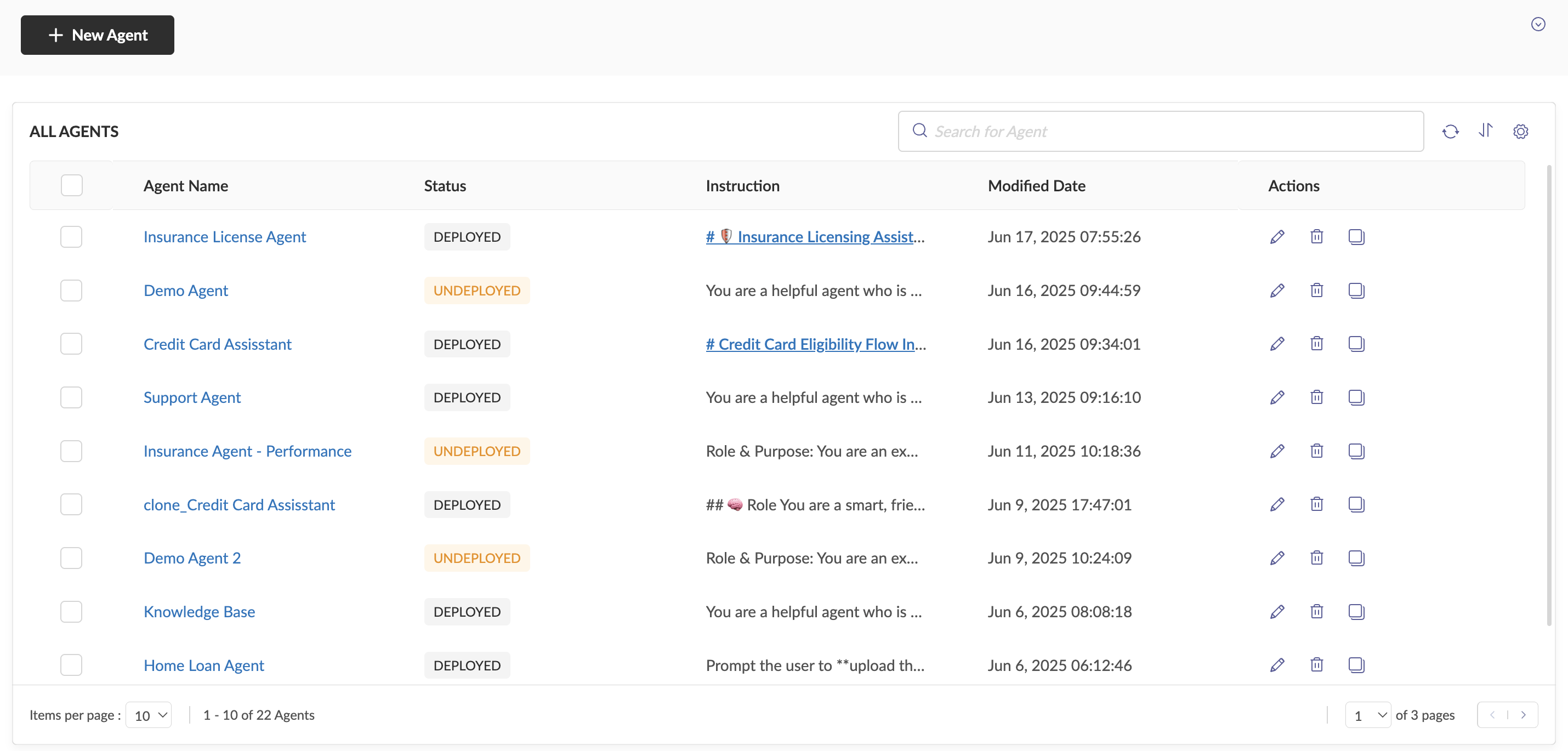 Agents Listing